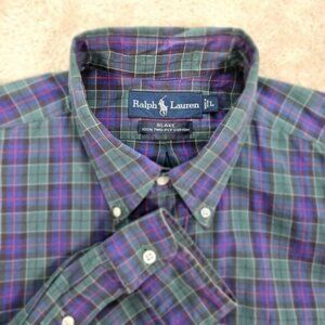 Ralph Lauren Dress Shirt Blake 100% Two-Ply Cotton Long Sleeve Men's Sz L Oxford